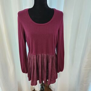 Torrid Womens Size 0 Burgundy Sweater Fit Flare Tunic Sweater Tight Knit Silky